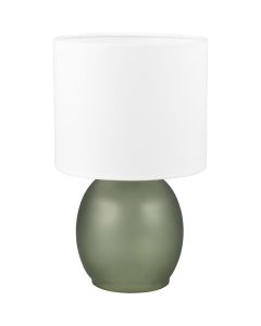 Trio Vela 517900115 groen glazen tafellamp met witte kap