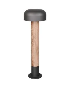 Trio Fraser 562560135 antraciet sokkellamp met hout imitatie