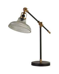 Searchlight Berwick EU60020BK zwart met bronzen tafellamp met ribbelglas