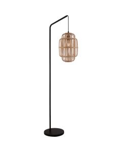 Searchlight Java EU60096BK zwarte vloerlamp met bamboe kap