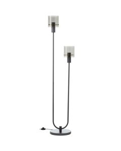 Brilliant Riffelini 60136/93 zwarte vloerlamp met rookglas