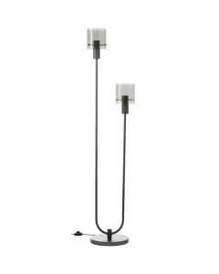 Brilliant Riffelini 60136/93 zwarte vloerlamp met rookglas