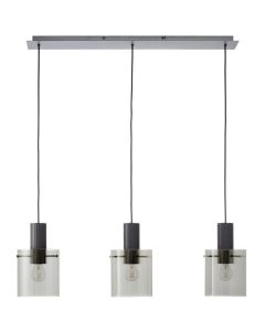 Brilliant Riffelini 60138/93 zwarte hanglamp met drie rookglazen kappen