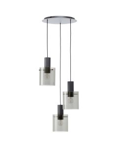 Brilliant Riffelini 60139/93 zwarte hanglamp met rookglas