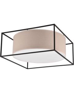 Trio Ross 603100344 zwarte plafondlamp met beige kap