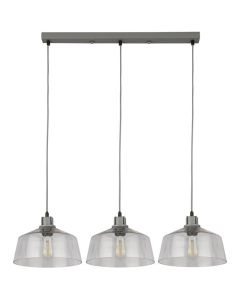 Searchlight Odeon 60999-3CL grijze hanglamp met helder glas