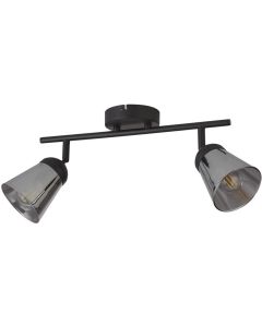 Searchlight Mega 61170-3SM mat zwarte plafondspot met rookglazen kapjes