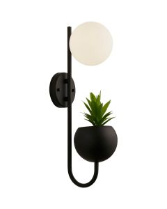 Searchlight Lunar 61220BK zwarte wandlamp met plantenbakje