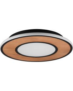 Trio Deacon 626610232 mat zwart met houten plafondlamp