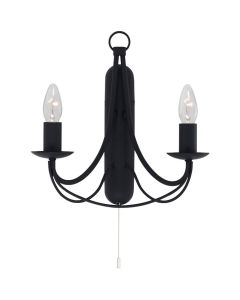 Searchlight Maypole 6342-2BK zwarte wandlamp met twee kaarsen
