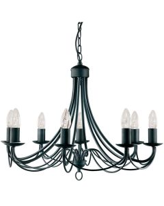 Searchlight Maypole 6348-8BK zwarte acht lichts kroonluchter