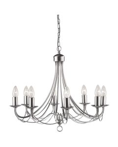 Searchlight Maypole 6348-8SS mat staal kleurige acht lichts kroonluchter