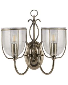 Searchlight Silhouette 6352-2AB bronzen wandlamp met gespikkeld glas