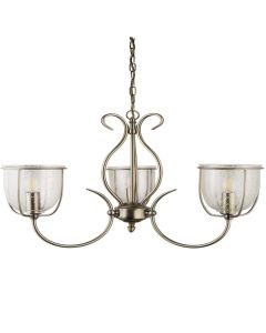 Searchlight Silhouette 6353-3AB klassiek bronzen kroonluchter met gespikkeld glazen kapjes