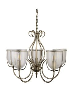 Searchlight Silhouette 6355-5AB antiek bronzen kroonluchter met gespikkeld glas