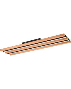 Trio Fontana 648917532 zwart met houtkleurige plafondlamp