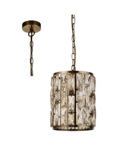 Searchlight Bijou 6581-1AB antiek bronzen hanglamp met champagneglas
