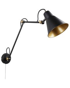 Searchlight Swing Arm 7403BK zwart met goud kleurige spot