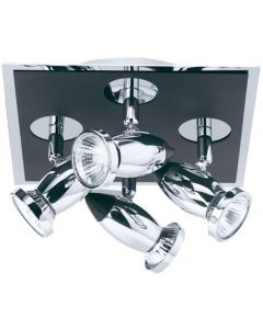 Searchlight Comet 7494 mat zwarte spot met chromen spotjes