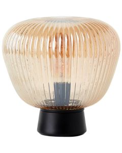 Brilliant Kaizen 80105/86 amber geribbeld glazen tafellamp