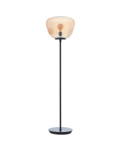 Brilliant Kaizen 80106/86 amber geribbeld glazen vloerlamp