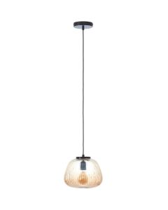 Hanglamp Kaizen 80107/86 amber geribbeld glazen hanglamp