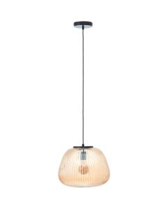 Brilliant Kaizen 80108/86 amber geribbeld glazen hanglamp