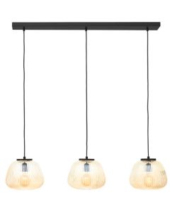 Brilliant Kaizen 80109/86 amber geribbeld glazen hanglamp