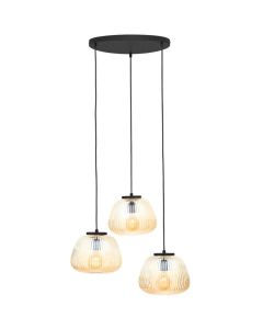 Brilliant Kaizen 80110/86 amber geribbeld glazen hanglamp