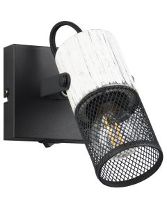 Trio Tosh 804370134 zwarte wandspot met wit hout