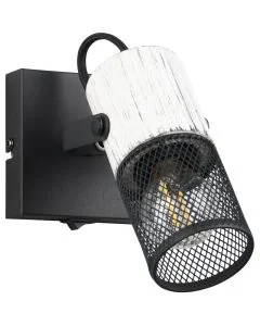 Trio Tosh 804370134 zwarte wandspot met wit hout