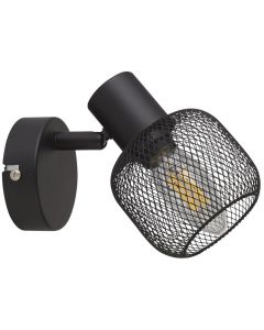 Searchlight Meshy 81201-1BK zwarte spotje met kapje van metaalgaas