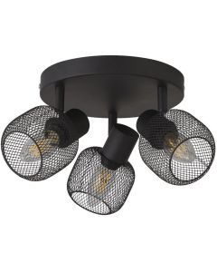 Searchlight Meshy 81201-3BK mat zwarte plafondspot met spotjes van metaal gaas