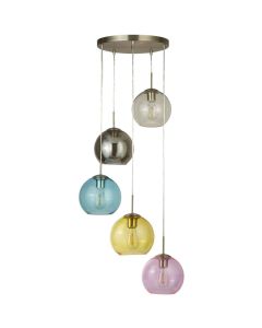 Searchlight Mardi Gras 8135-5SS hanglamp met gekleurde bollen