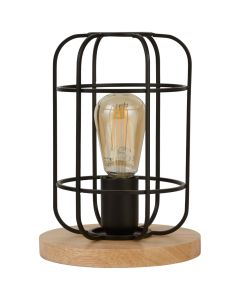 Searchlight Vision EU81951-1BK zwarte tafellamp met houten voet