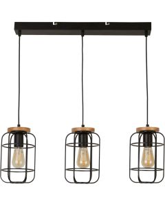 Searchlight Vision 81953-3BK zwarte hanglamp met hout