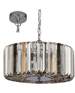 Searchlight Chapeau 82101-3CC hanglamp met amber helder en rookglas