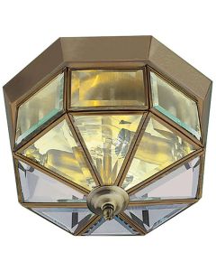 Searchlight Pisa 8235AB bronzen plafonniere met afgeschuind glas