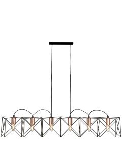 Searchlight Anthea 8616-6BK zwarte hanglamp met koperen lamphouders