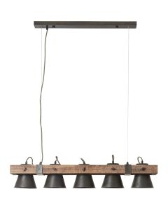 Brilliant Decca 85875/46 zwarte hanglamp van hout en staal