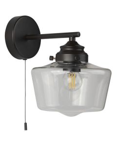 Searchlight School House 8708-1BK mat zwarte badkamer wandlamp