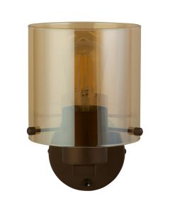 Searchlight Zweden 88912-1MO mokka kleurige wandlamp met amber glas