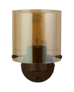 Searchlight Zweden 88912-1MO mokka kleurige wandlamp met amber glas