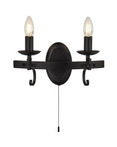 Searchlight Cartwheel 8902-2BK zwarte wandlamp