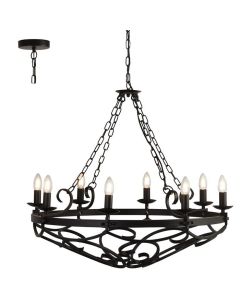 Searchlight Cartwheel 8908-8BK zwarte kroonluchter