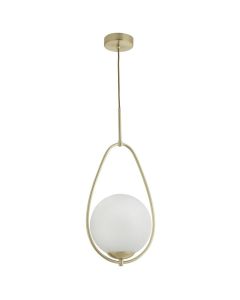 Searchlight Avalon 9171-1GO goud kleurige hanglamp met opaal glas