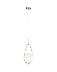 Searchlight Avalon 9171-1SS mat stalen hanglamp met opaal glas