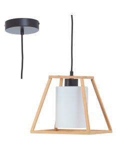 Brilliant Giseh 92844/09 houten hanglamp met opaal glas