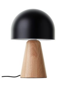 Brilliant Nalam 94702/76 zwart metalen tafellamp met houten voet