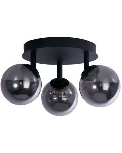Searchlight Crosby 96913-3BK zwarte spot met drie rookglazen bollen
